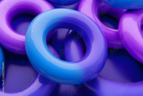 Abstract 3D Background with Purple and Blue Rings