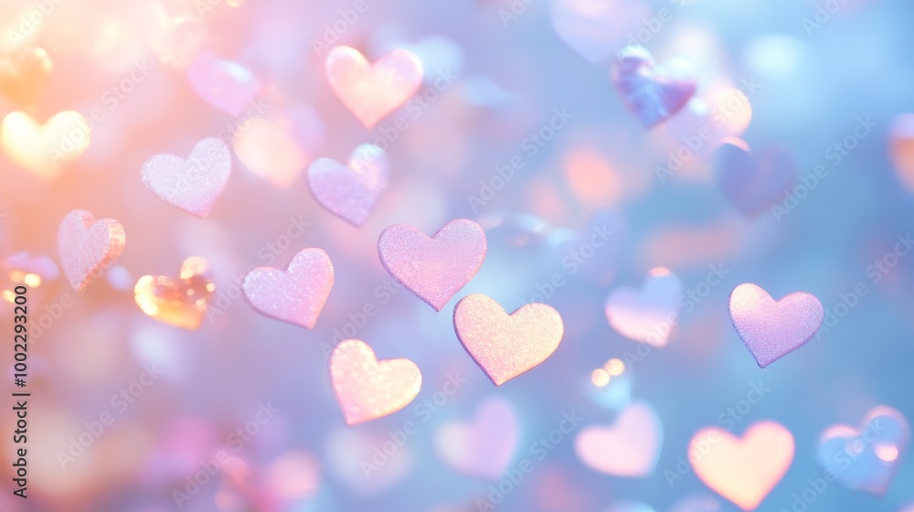 pink and blue heart-shaped bokeh lights pink and blue heart-shaped bokeh lights