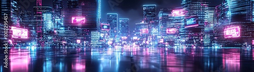 7. AI-controlled metropolis, digital architecture, futuristic society, neon holograms