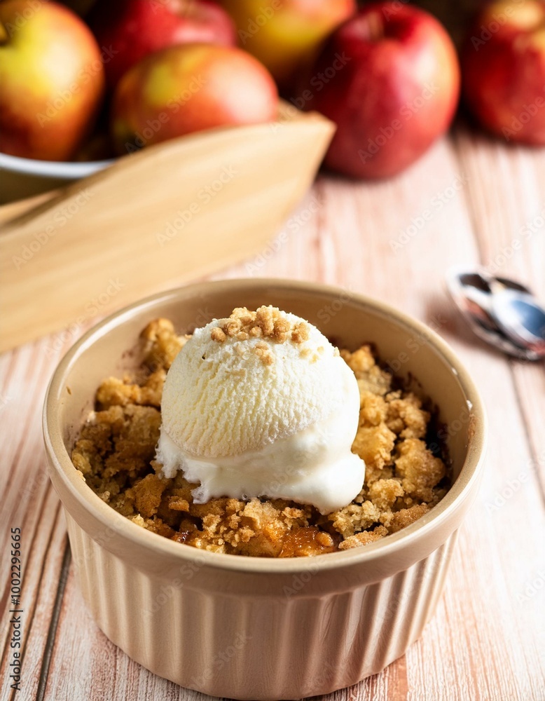 Apple crisp with ice cream Apple crisp with ice cream
