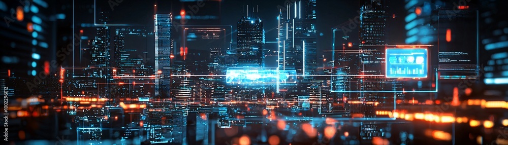 12. AI-driven society, futuristic city, advanced technology, holographic interfaces 12. AI-driven society, futuristic city, advanced technology, holographic interfaces