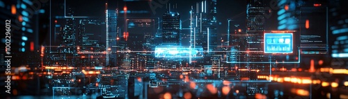 Wallpaper Mural 12. AI-driven society, futuristic city, advanced technology, holographic interfaces Torontodigital.ca