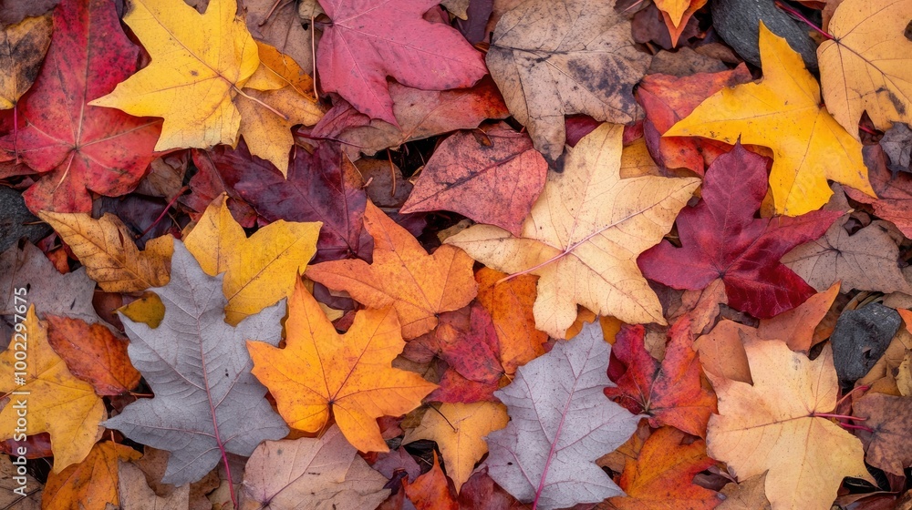 A vibrant pile of autumn leaves scattered on the forest floor, capturing the colors of fall. A vibrant pile of autumn leaves scattered on the forest floor, capturing the colors of fall.