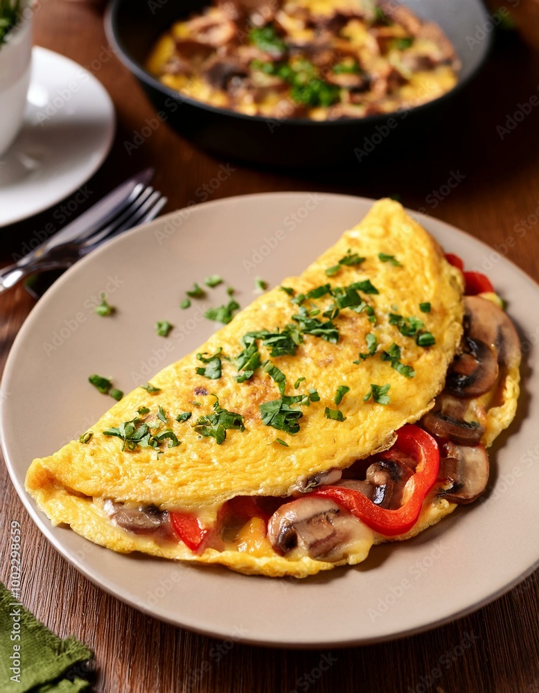 Mushroom omelet on a plate Mushroom omelet on a plate