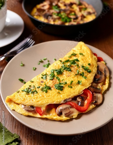 Mushroom omelet on a plate