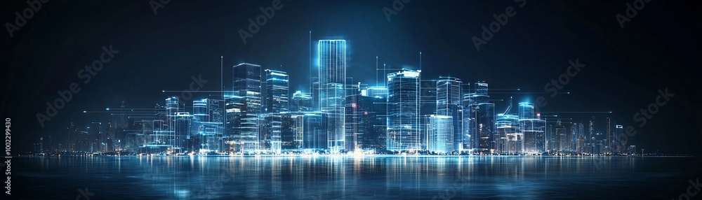 38. AI-powered city, futuristic urban design, digital society, holographic technology 38. AI-powered city, futuristic urban design, digital society, holographic technology