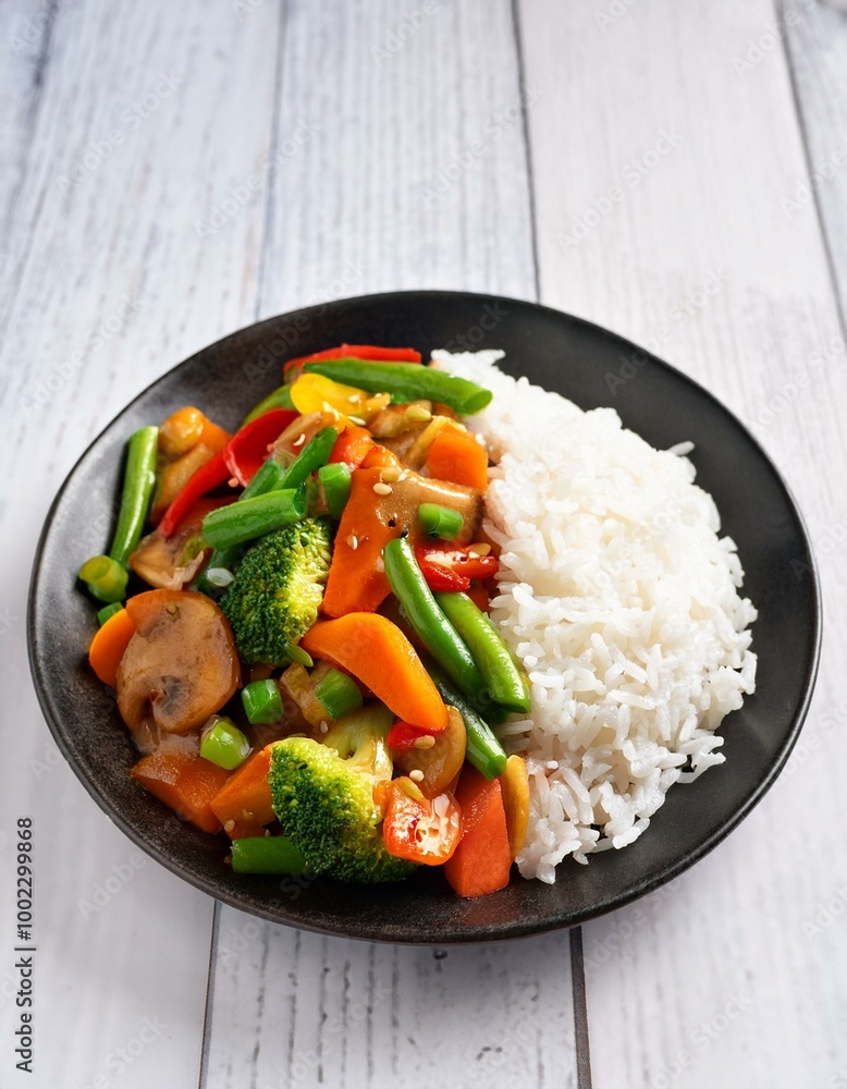 Vegetarian stir fry with rice Vegetarian stir fry with rice