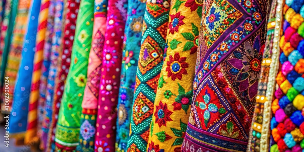 Vibrant Indian Fabrics A Tapestry of Colors and Patterns in a Lively Market Stall Vibrant Indian Fabrics A Tapestry of Colors and Patterns in a Lively Market Stall
