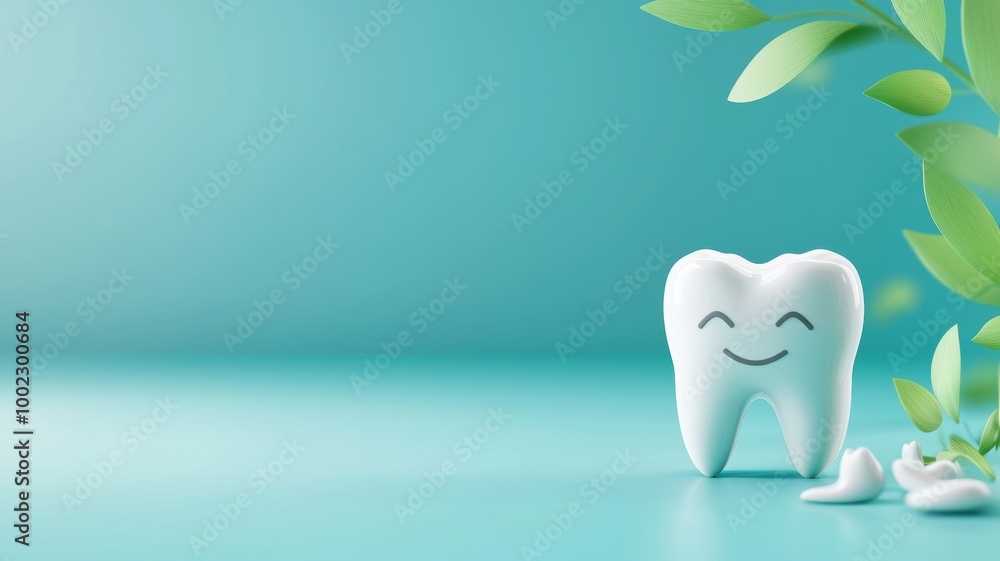 Cheerful Tooth on Bright Background Cheerful Tooth on Bright Background