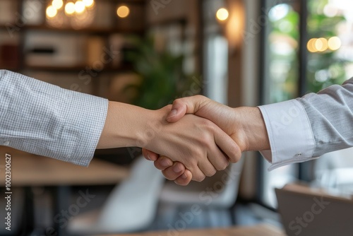 Close-up of two hands shaking in a handshake agreement