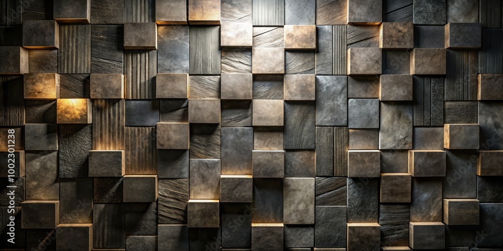 Wood Cube Wall A Textured Composition in Warm and Cool Tones Wood Cube Wall A Textured Composition in Warm and Cool Tones