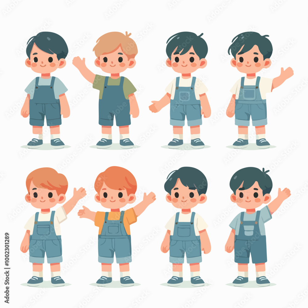 flat collection of boy character illustrations flat collection of boy character illustrations