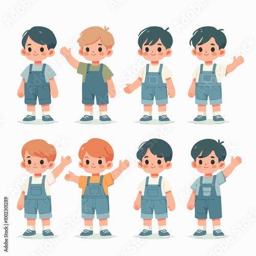 flat collection of boy character illustrations