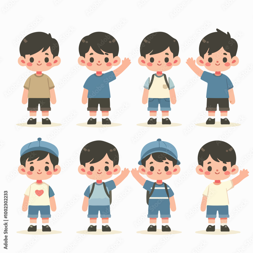 flat collection of boy character illustrations flat collection of boy character illustrations