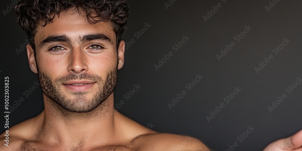 Intriguing Gaze: A captivating portrait of a handsome man with a confident and alluring look. His piercing eyes and chiseled features exude an aura of mystery and charm. Intriguing Gaze: A captivating portrait of a handsome man with a confident and alluring look. His piercing eyes and chiseled features exude an aura of mystery and charm.