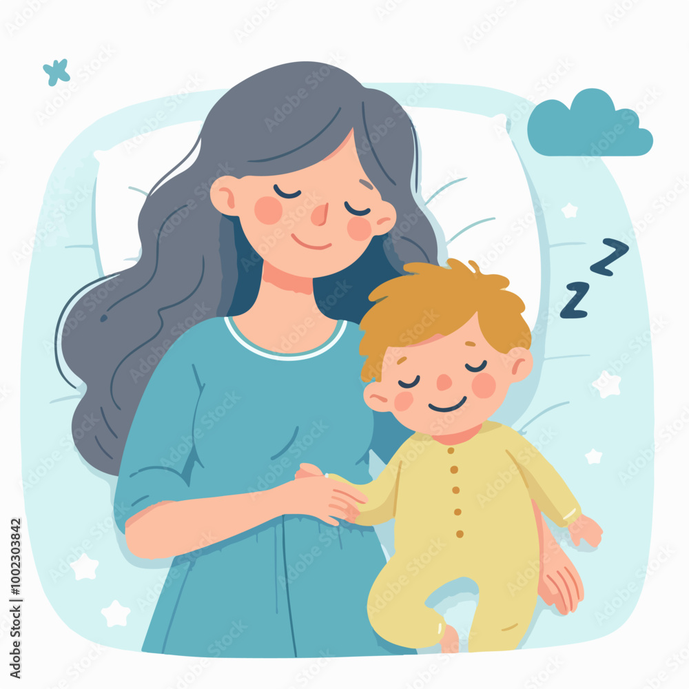 Obraz premium mother accompanying her child to sleep