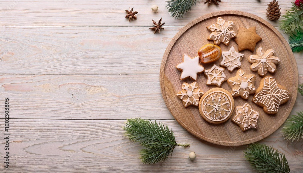 Christmas cookies on wooden background with space for text Christmas cookies on wooden background with space for text