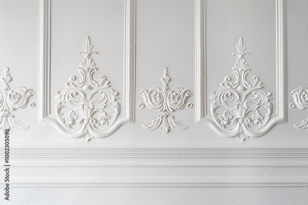Obraz premium White wall with beautiful stucco. The concept of renovation and finishing of an apartment