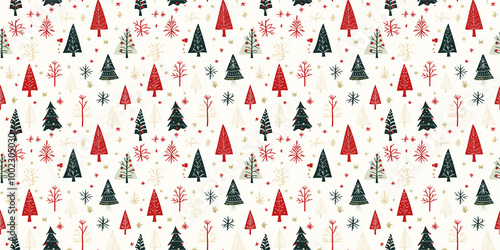 Christmas pattern with festive, holiday-themed motifs. Background seamless pattern.