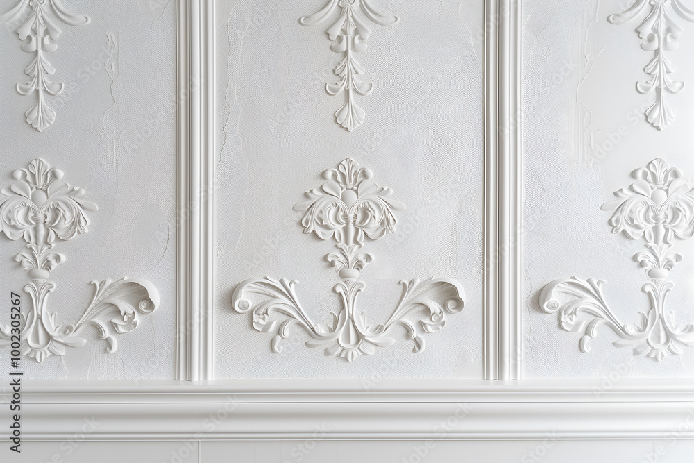 Obraz premium White wall with beautiful stucco. The concept of renovation and finishing of an apartment