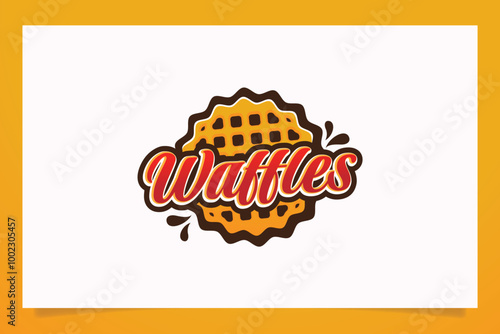 waffles logo with a combination of a waffle and lettering . It is good for cafe, restaurant, food truck, etc.