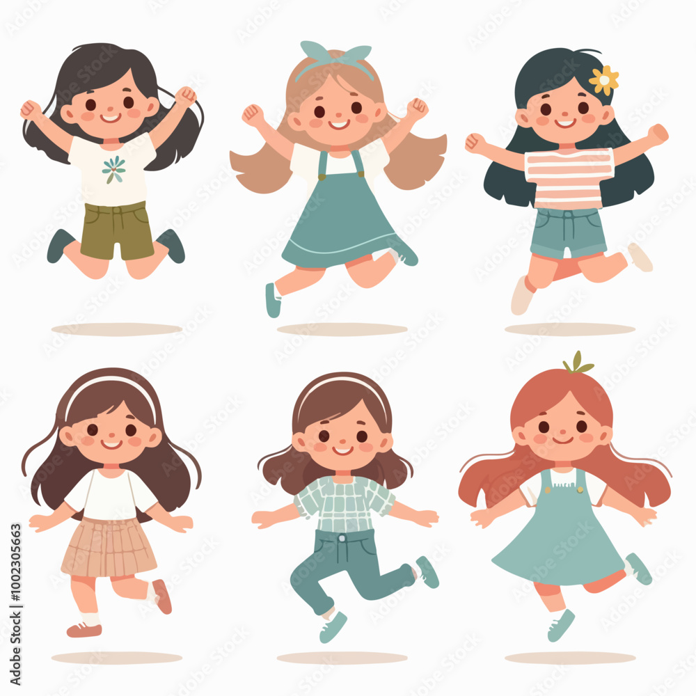 character of a schoolgirl, cheerful, jumping, happy, successful character of a schoolgirl, cheerful, jumping, happy, successful