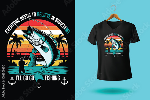 fishing t shirt design by Illustrator.