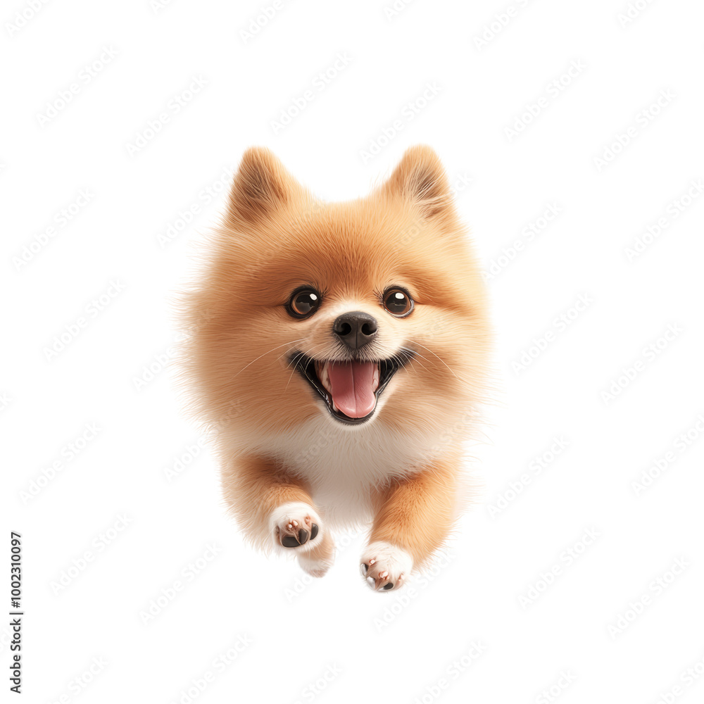 Adorable Pomeranian dog leaping with joy, isolated on white background. Perfect for pet lovers and dog-themed content. Adorable Pomeranian dog leaping with joy, isolated on white background. Perfect for pet lovers and dog-themed content.