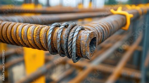 Close-up of Rebar with Wire Ties