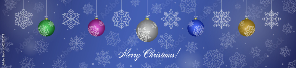 Blue abstract Merry Christmas banner design with snowflake, baubles vector illustration. Winter holidays concept card design to use for winter holiday cards, winter banner, holiday greetings. Blue abstract Merry Christmas banner design with snowflake, baubles vector illustration. Winter holidays concept card design to use for winter holiday cards, winter banner, holiday greetings.