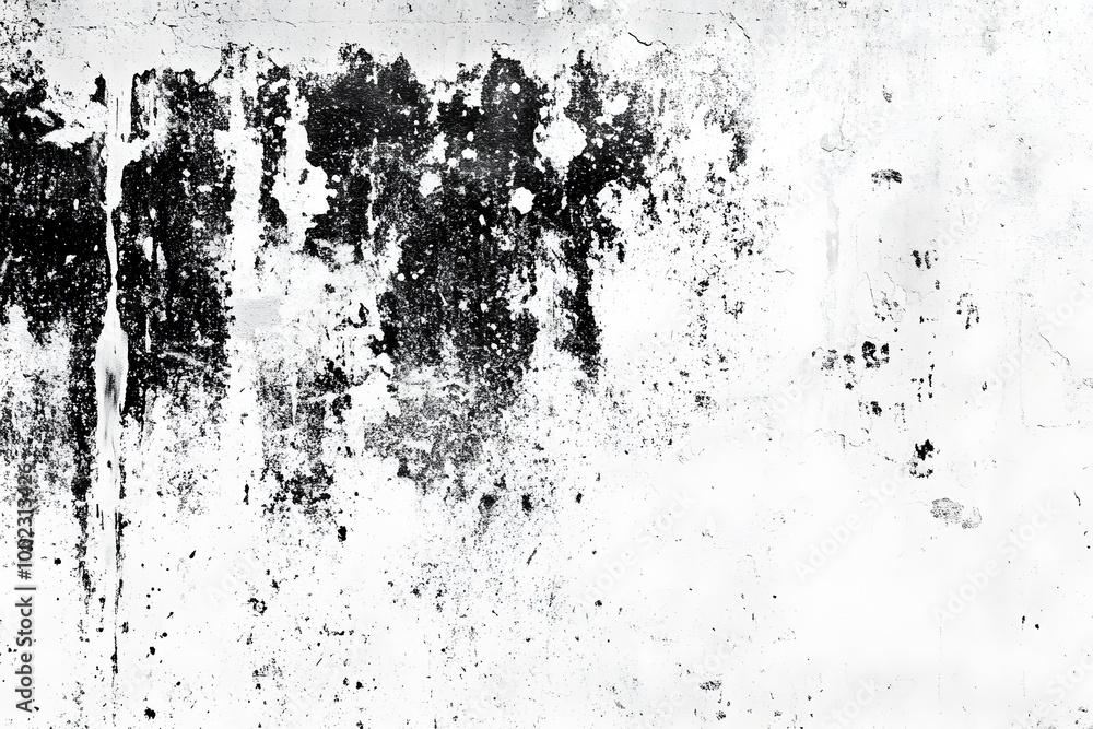 Abstract black and white textured background with peeling paint and grunge effect