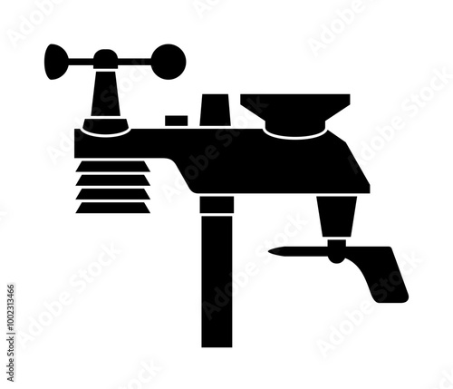 Smart home weather station - side view, monochrome