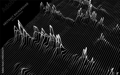 Abstract  background  wave graph from dots on bloack. Technology concept analytical  data.  Banner for business, science and technology data analytics. Big Data.