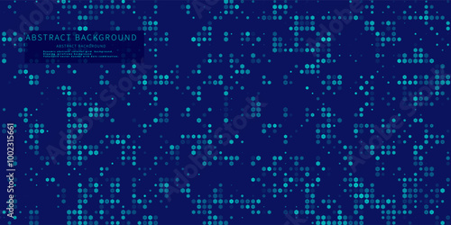 Abstract background chaotic  hexagons on blue. Shape hexagon mosaic gradient design. Vector Illustration.