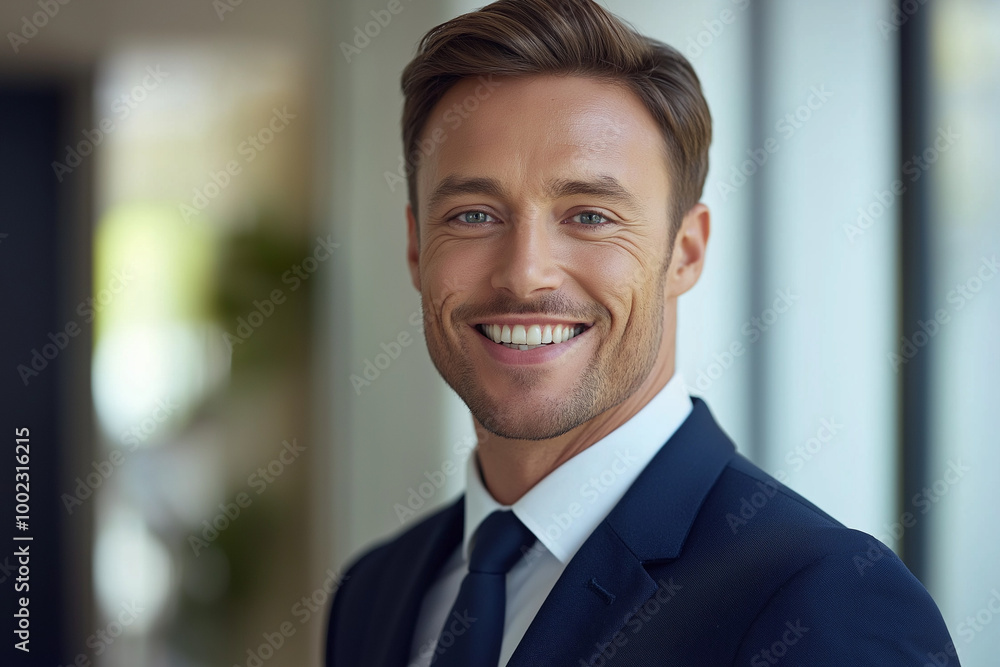 photo of a young and handsome business man in a suit in the office photo of a young and handsome business man in a suit in the office