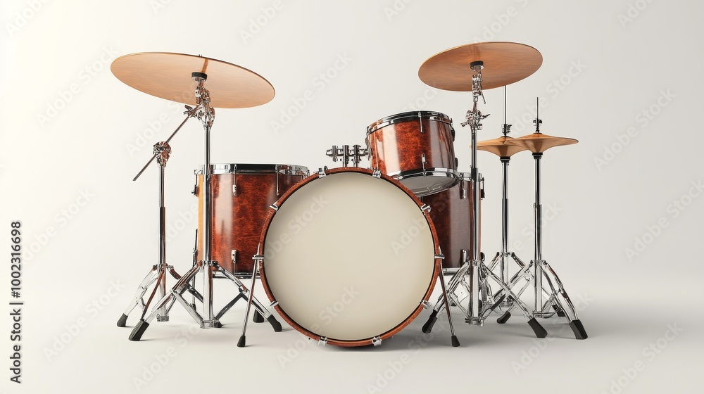 A Classic Drum Set in a Minimal Studio Setting With Soft Lighting and a Neutral Backdrop A Classic Drum Set in a Minimal Studio Setting With Soft Lighting and a Neutral Backdrop