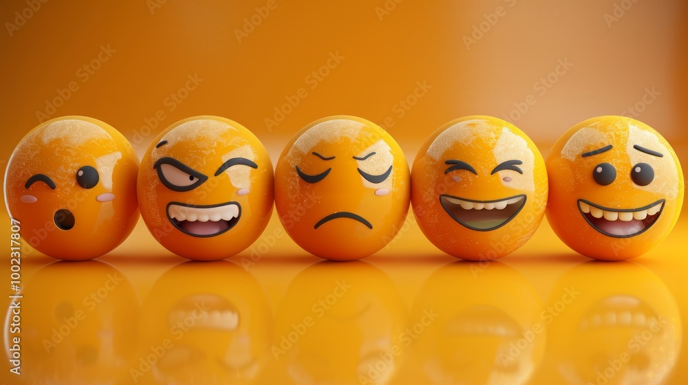 Set Icon Smile Emoji. Realistic Yellow Glossy 3d Emotions face suffers, kiss, in love, incomprehensibly does not understand, dizzy is silent. Pack 26. Vector illustration Set Icon Smile Emoji. Realistic Yellow Glossy 3d Emotions face suffers, kiss, in love, incomprehensibly does not understand, dizzy is silent. Pack 26. Vector illustration