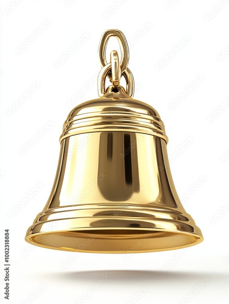 Shiny Golden Bell Suspended in the Air With a Smooth Reflective Surface Illuminated by Gentle Light Shiny Golden Bell Suspended in the Air With a Smooth Reflective Surface Illuminated by Gentle Light