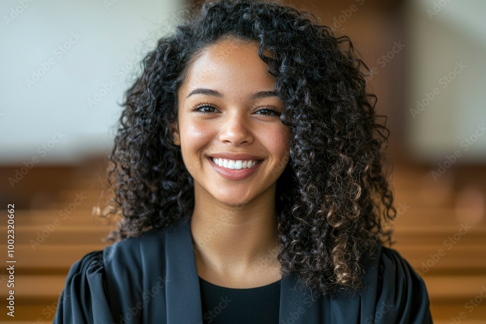 Portrait of a Smiling Young Woman with Curly Hair Portrait of a Smiling Young Woman with Curly Hair