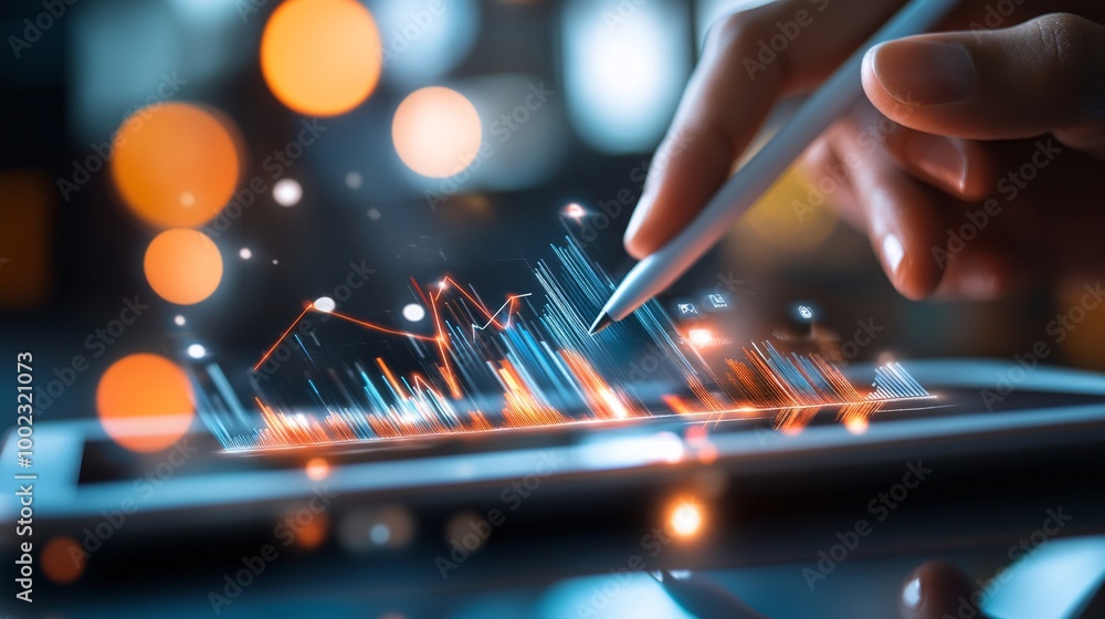 Consultant Using Stylus on Tablet for Data Visualization Consultant Using Stylus on Tablet for Data Visualization