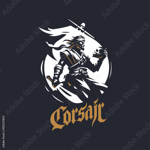 lustrate a emblem-style pirate ship, Pirate Inside his Sailing Ship