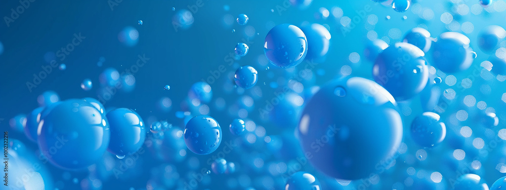 Multiple blue spheres in air Multiple blue spheres in air