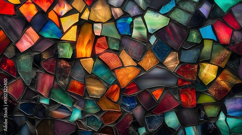 Abstract colorful stained glass window photo