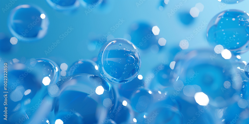Multiple blue spheres in air Multiple blue spheres in air