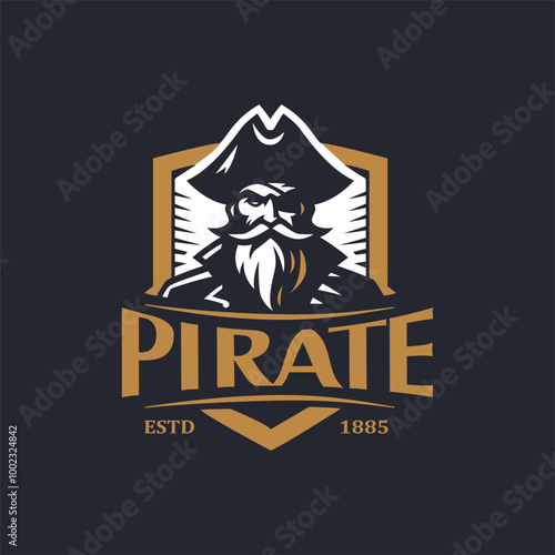 lustrate a emblem-style pirate ship, Pirate Inside his Sailing Ship