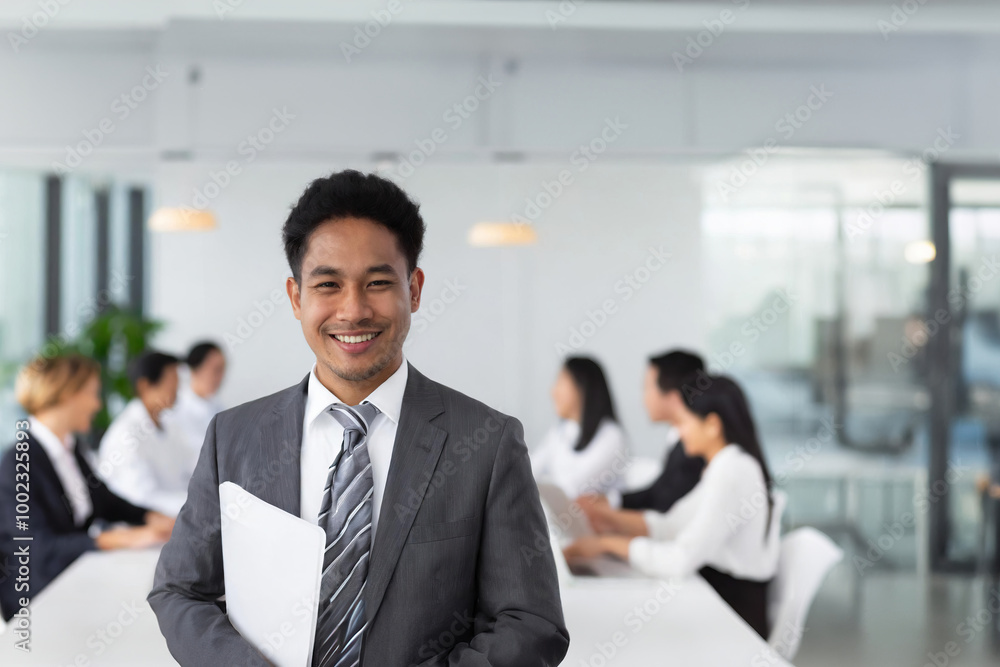 Smiling Businessman Leading Office Meeting Smiling Businessman Leading Office Meeting