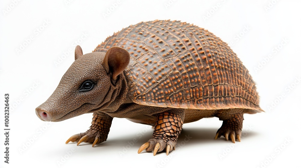 Uncommon Close-Up of a Beautifully Detailed Armadillo on a White Background Uncommon Close-Up of a Beautifully Detailed Armadillo on a White Background