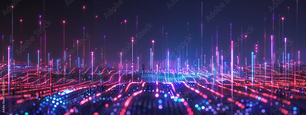 Smart city and abstract dot point connect with gradient line and aesthetic Intricate wave line design Smart city and abstract dot point connect with gradient line and aesthetic Intricate wave line design
