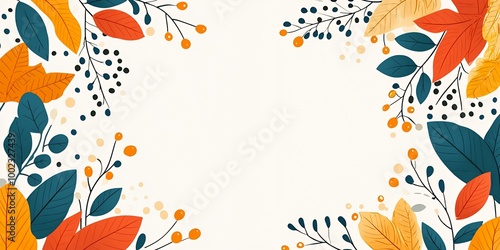 Colorful leaves and berries on a white background.