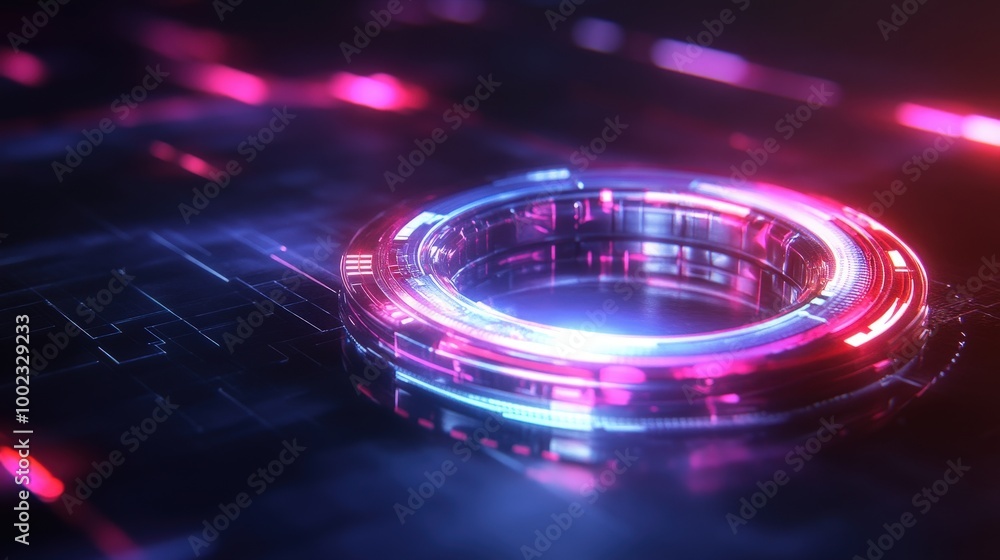 A stunning abstract representation of a glowing ring, showcasing vibrant colors and intricate digital patterns in a futuristic style. A stunning abstract representation of a glowing ring, showcasing vibrant colors and intricate digital patterns in a futuristic style.